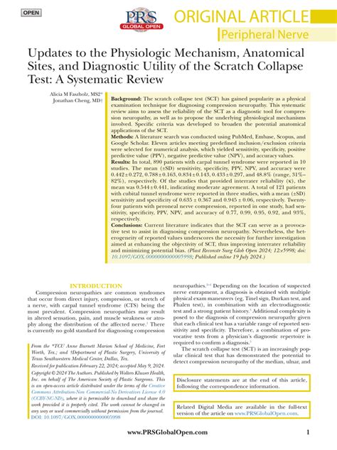 scratch collapse test in peroneal nerve compression|Updates to the Physiologic Mechanism, Anatomical Sites, and .